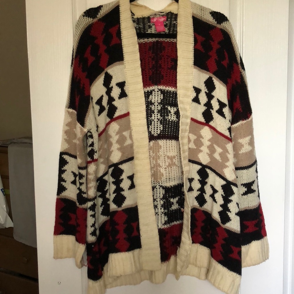 2 for $25 Chunky oversized tribal print cardigan